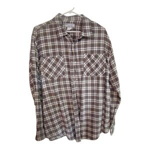 Haband Casual Joe Brown and White Casual Button Down Shirt long sleeve Size: XXL
